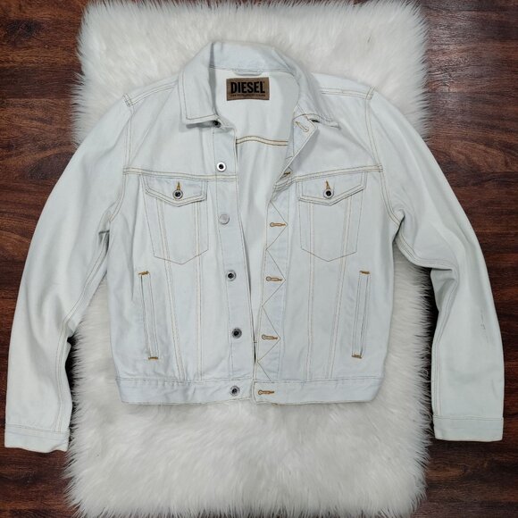 Diesel Men's Light Blue Denim Trucker Jacket Size Large - Picture 2 of 15